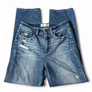 BKE Billie High Rise Cropped Straight Distressed Jeans Blue 28x28 AXB625A